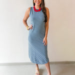 Washed Stripe Tank Knit Midi Dress