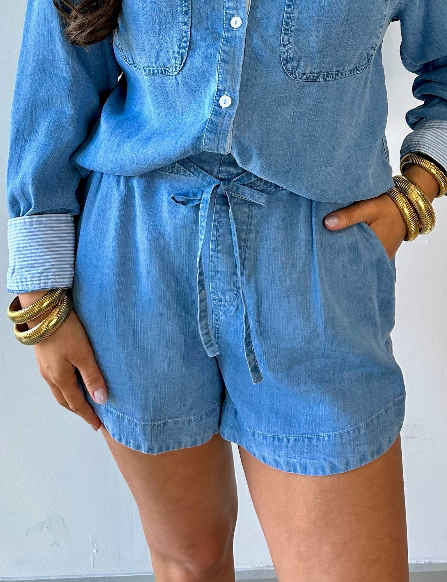 Washed Tencel Shorts - Chambray