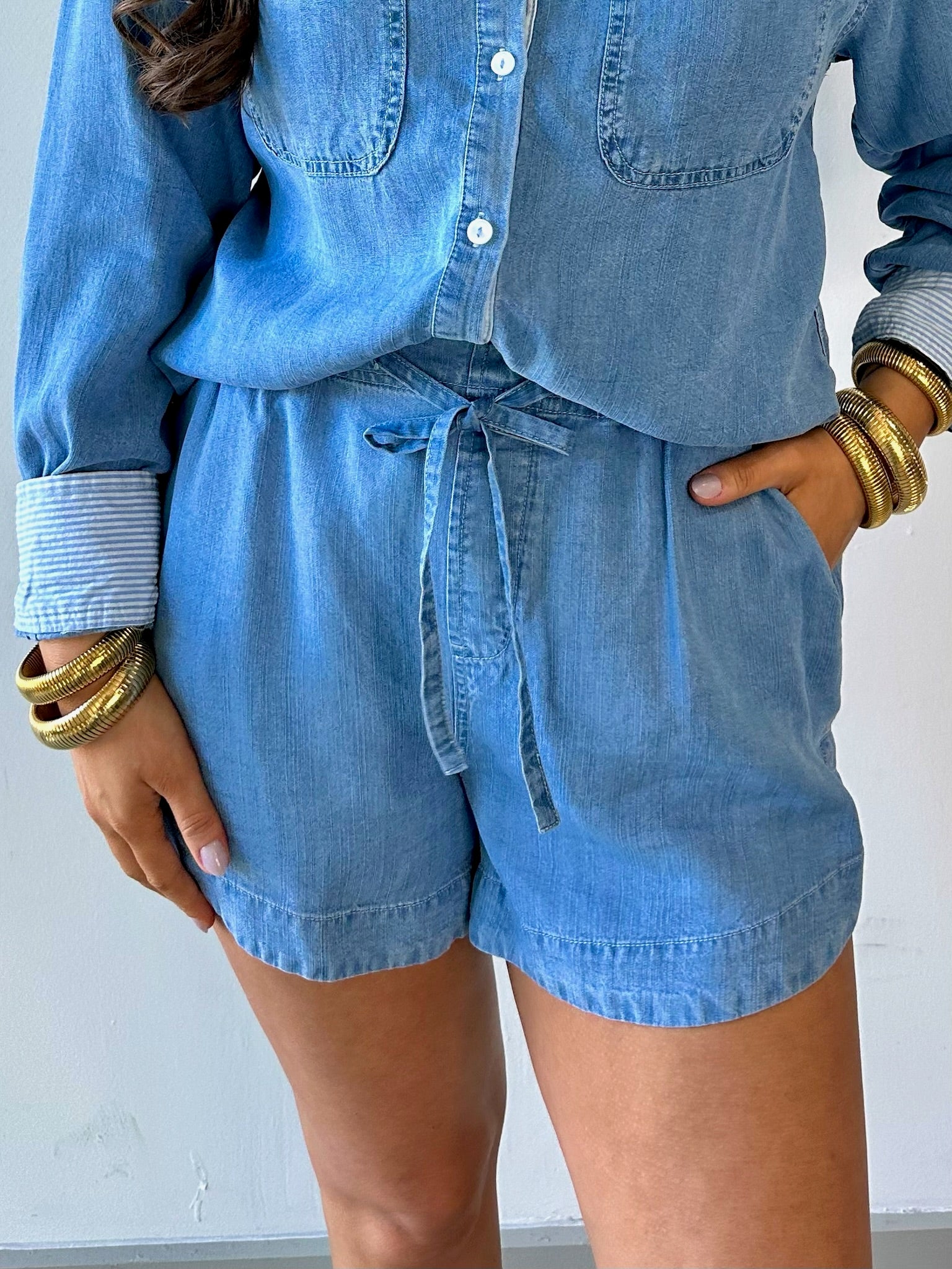 Washed Tencel Shorts - Chambray