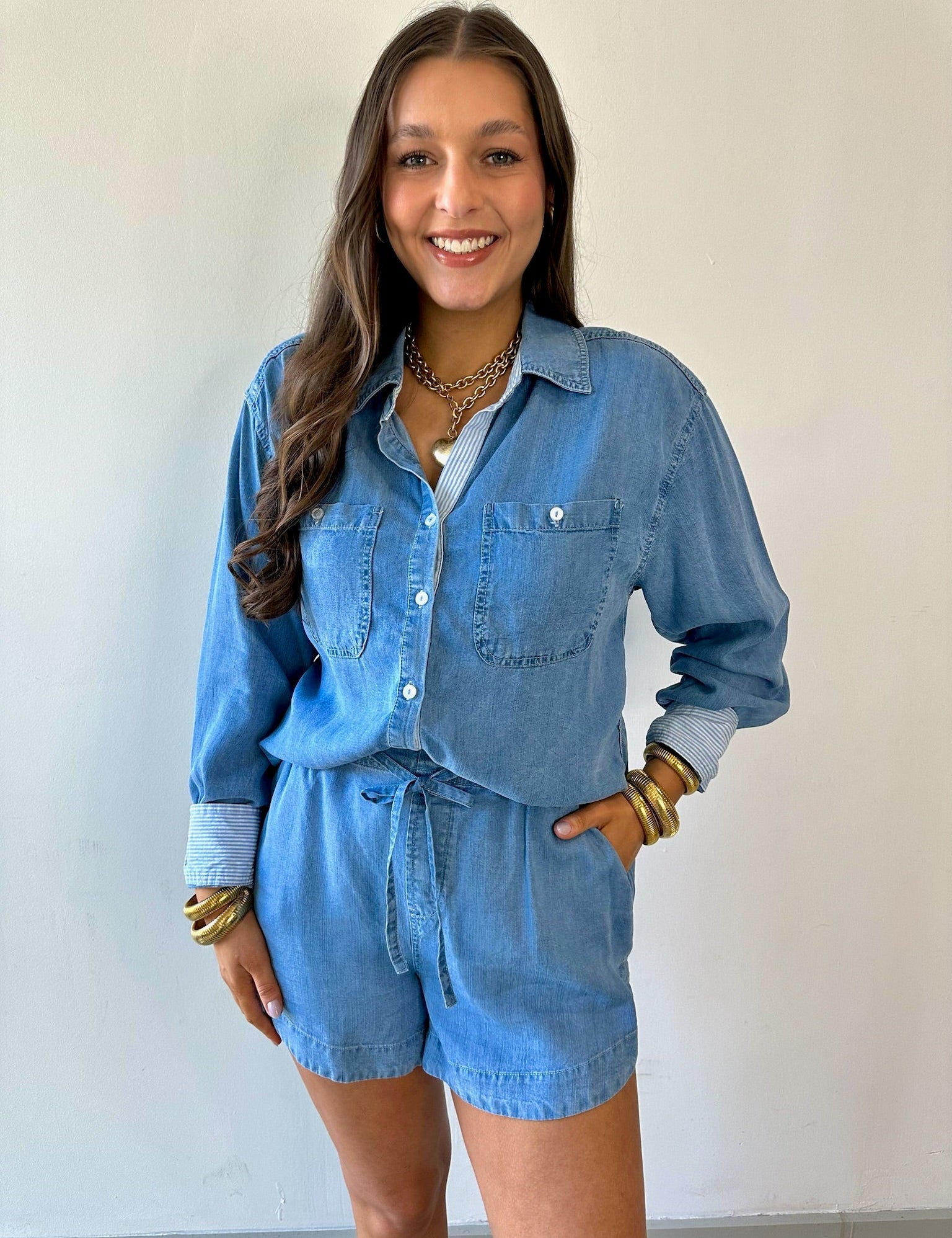 Washed Tencel Shorts - Chambray