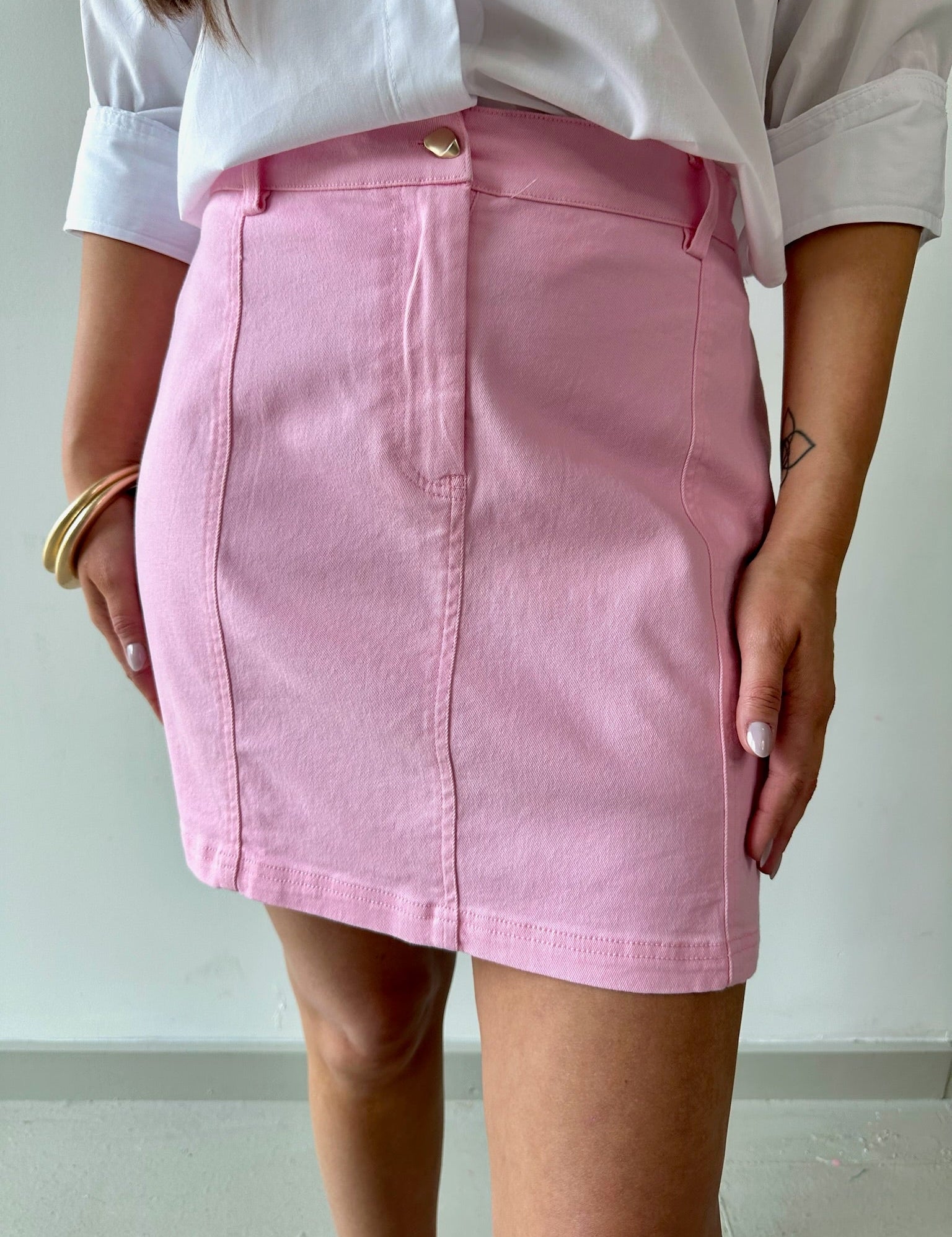 Washed Twill Mini Skirt - Strawberry