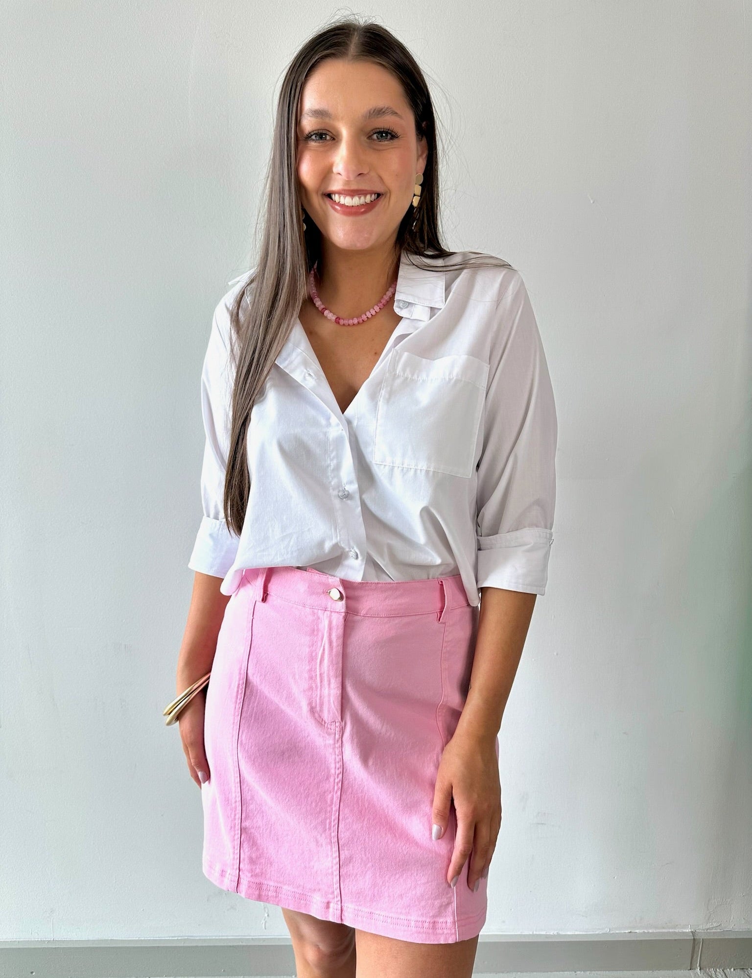 Washed Twill Mini Skirt - Strawberry