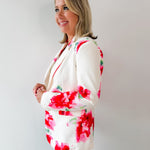 Watercolor Floral Satin Blazer