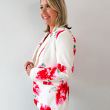 Watercolor Floral Satin Blazer