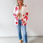 Watercolor Floral Satin Blazer