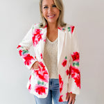 Watercolor Floral Satin Blazer