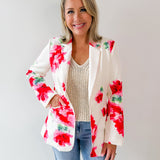 Watercolor Floral Satin Blazer