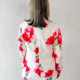 Watercolor Floral Satin Blazer