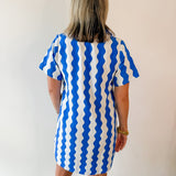 Wave Print Shift Dress
