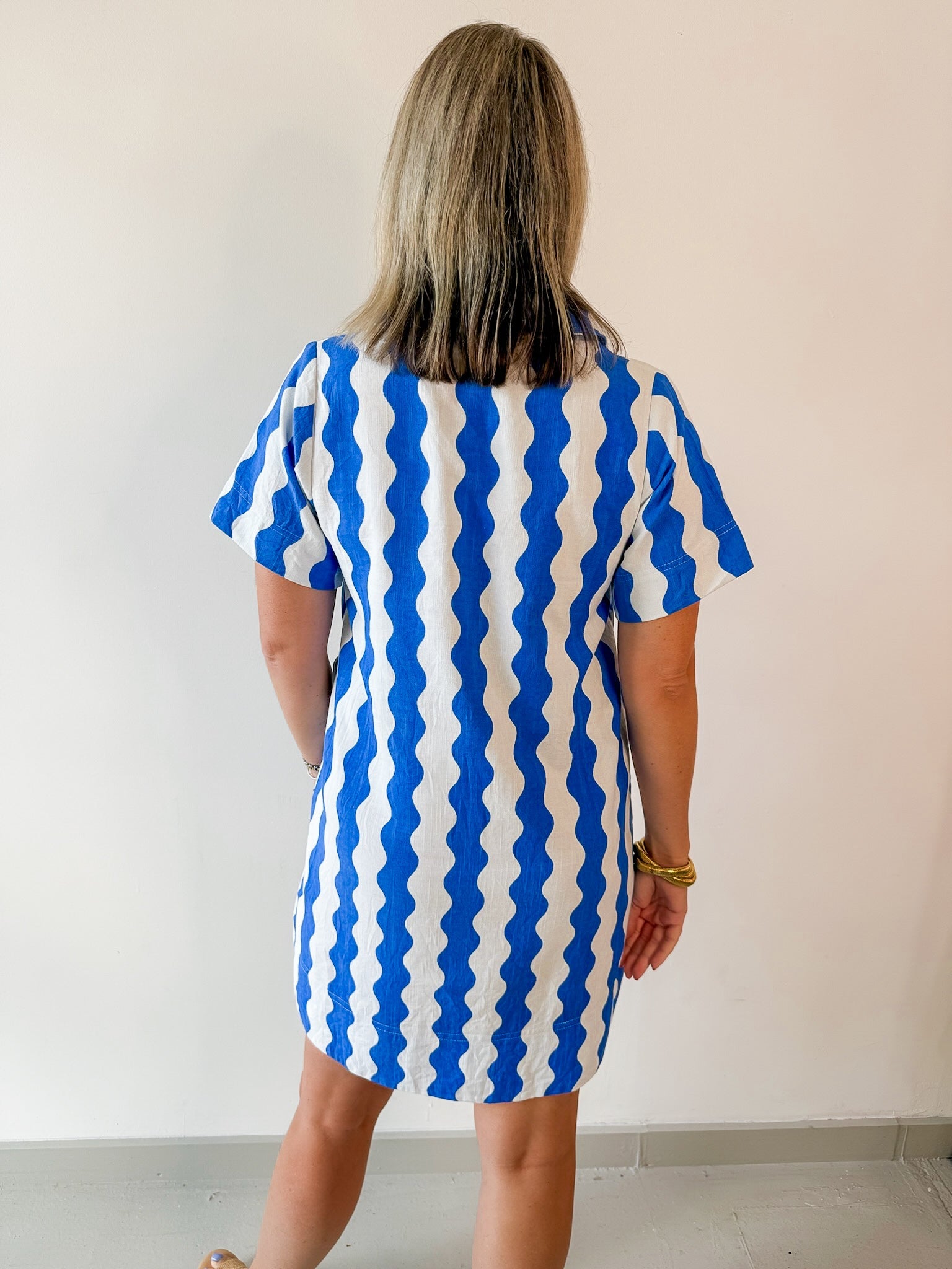 Wave Print Shift Dress