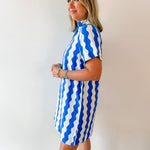 Wave Print Shift Dress