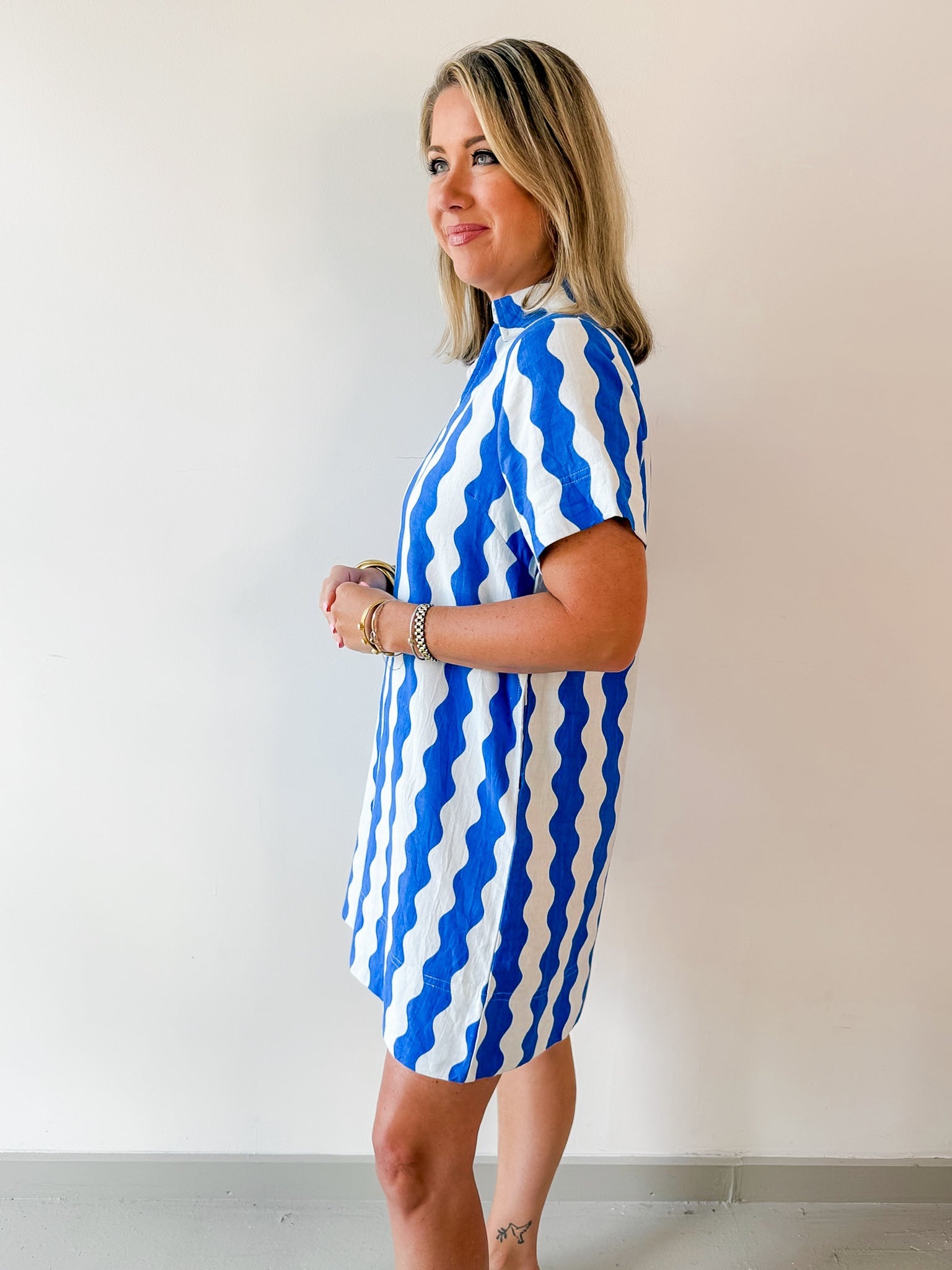 Wave Print Shift Dress