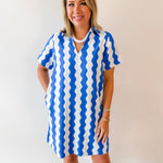 Wave Print Shift Dress