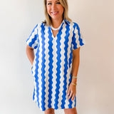 Wave Print Shift Dress