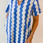 Wave Print Shift Dress