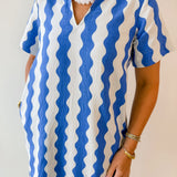 Wave Print Shift Dress