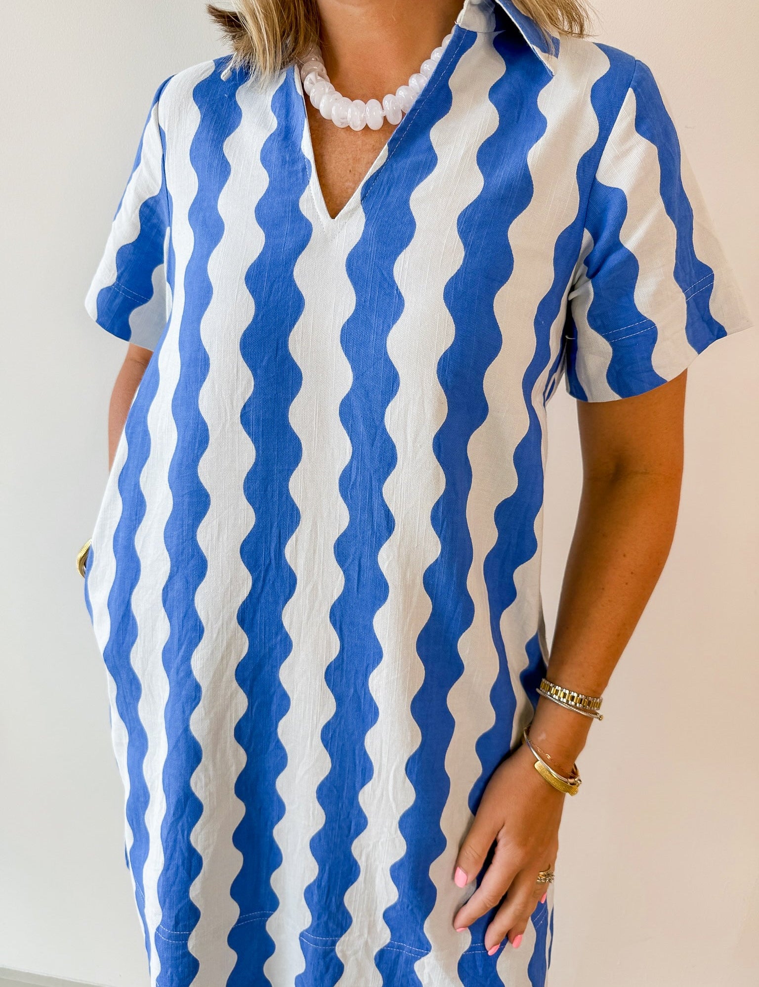 Wave Print Shift Dress