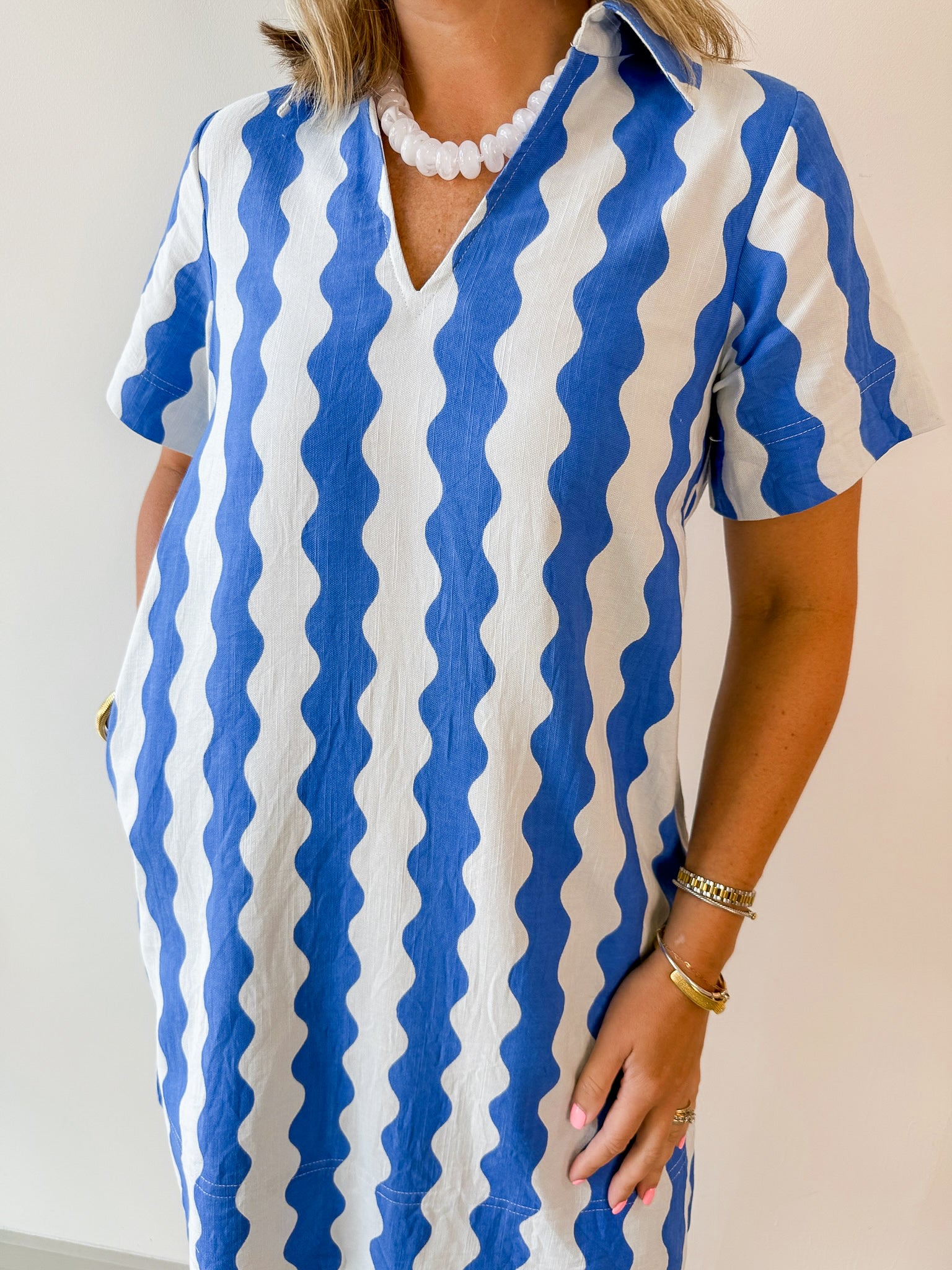 Wave Print Shift Dress