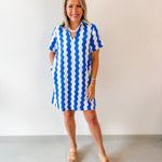 Wave Print Shift Dress