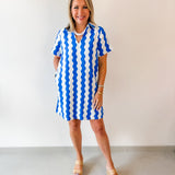 Wave Print Shift Dress