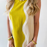 Wavy Contrast Color Block Dress