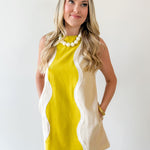 Wavy Contrast Color Block Dress