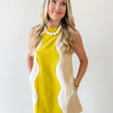 Wavy Contrast Color Block Dress