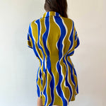 Wavy Striped Pattern Dress - Olive