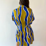 Wavy Striped Pattern Dress - Olive