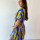 Wavy Striped Pattern Dress - Olive
