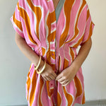 Wavy Striped Pattern Dress - Pink