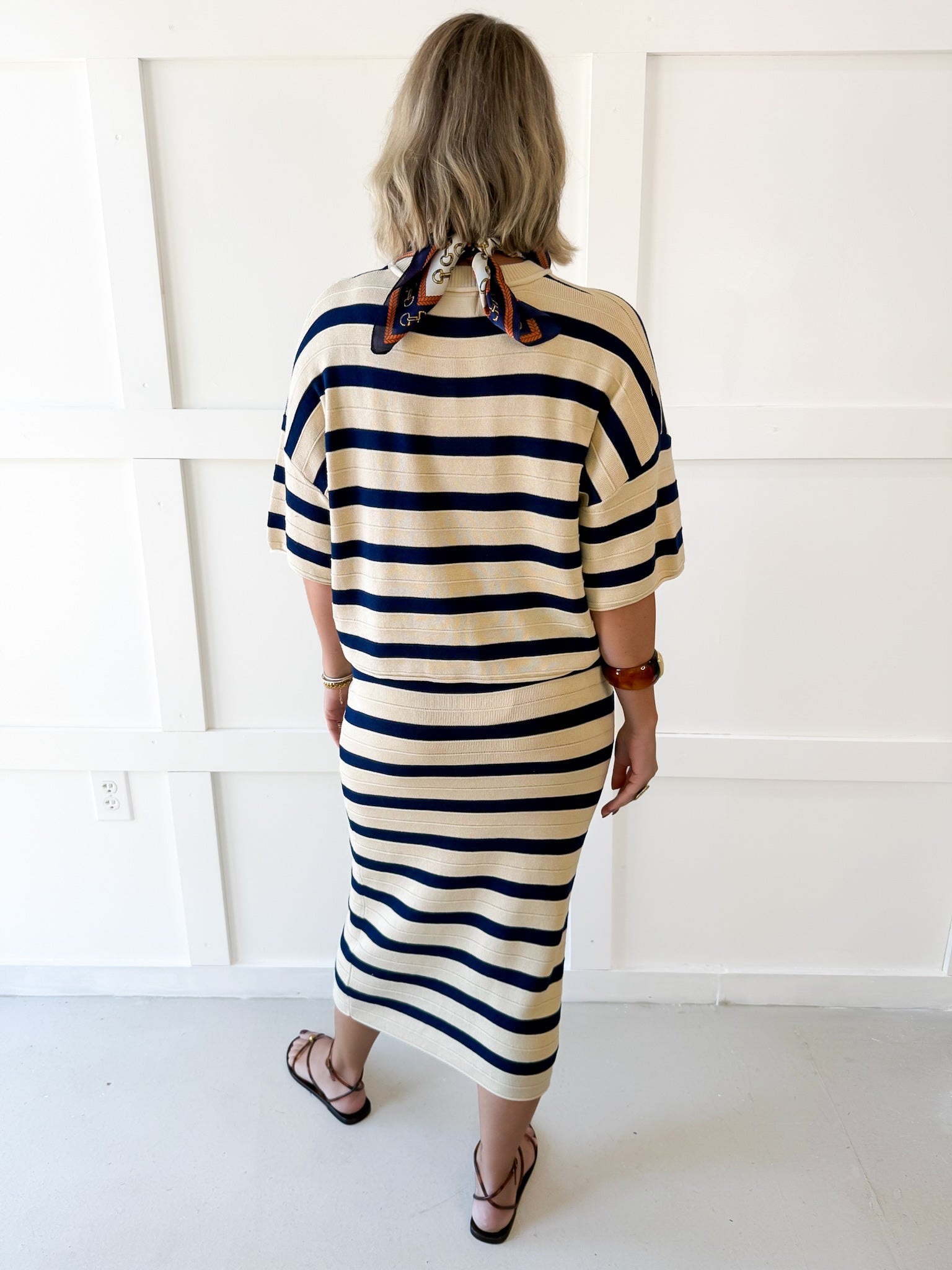 Weekend Cannes Stripe Set - Natural/Navy