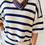 Weekend Cannes Stripe Set - Natural/Navy