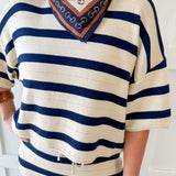Weekend Cannes Stripe Set - Natural/Navy