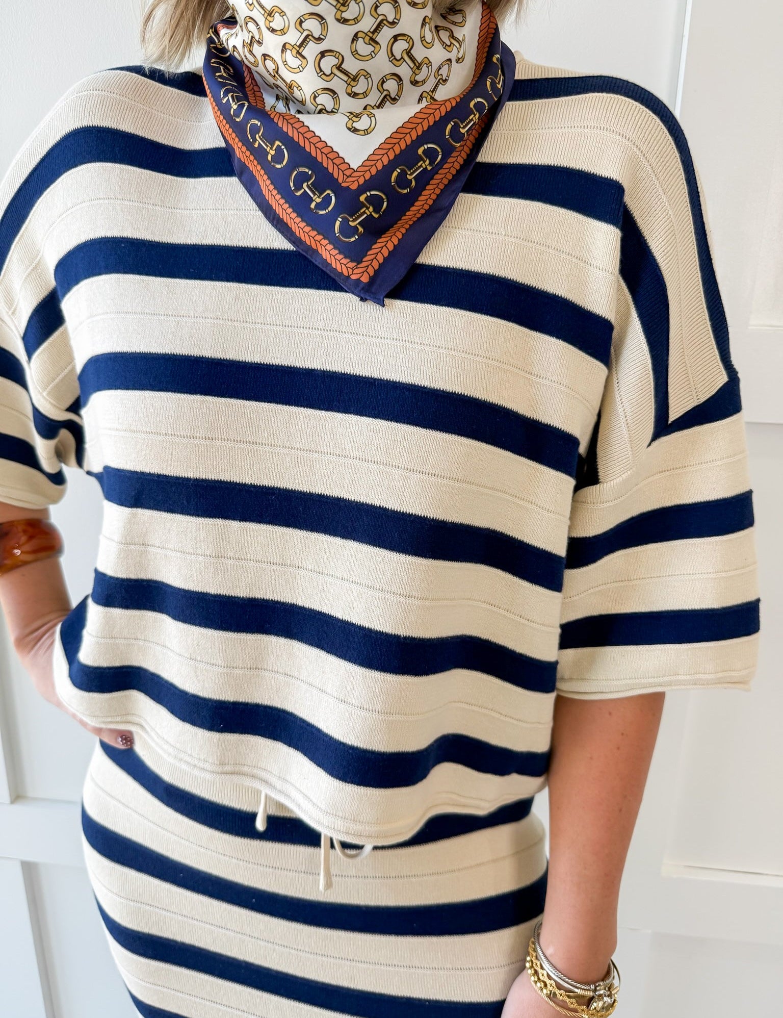 Weekend Cannes Stripe Set - Natural/Navy