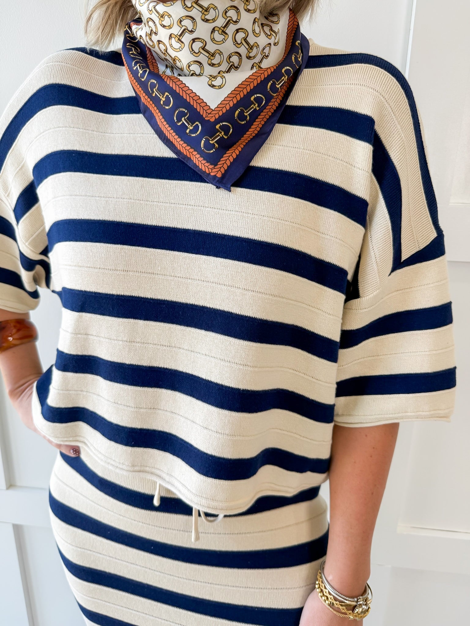Weekend Cannes Stripe Set - Natural/Navy