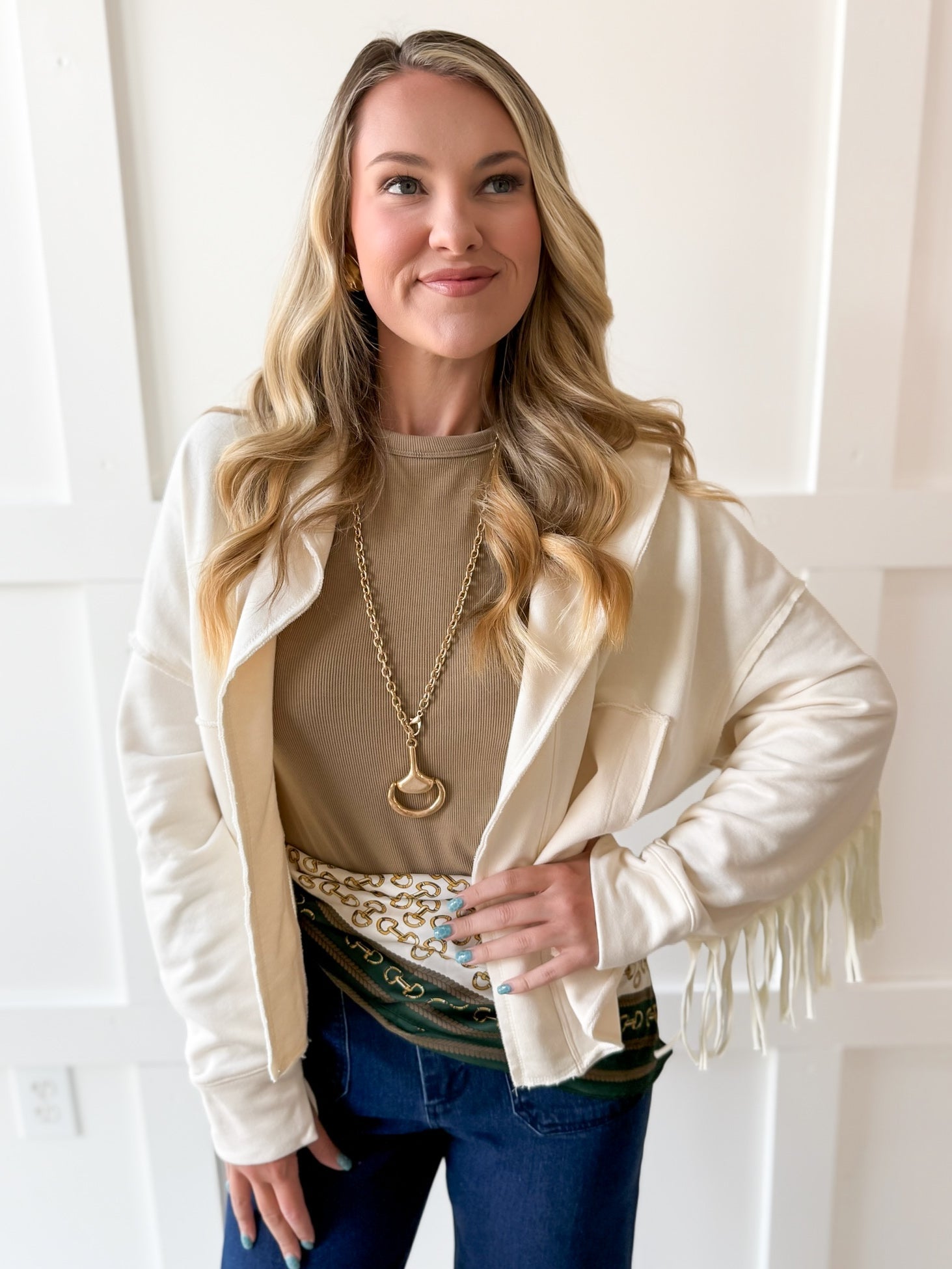 Western Fringe Jacket - Bone