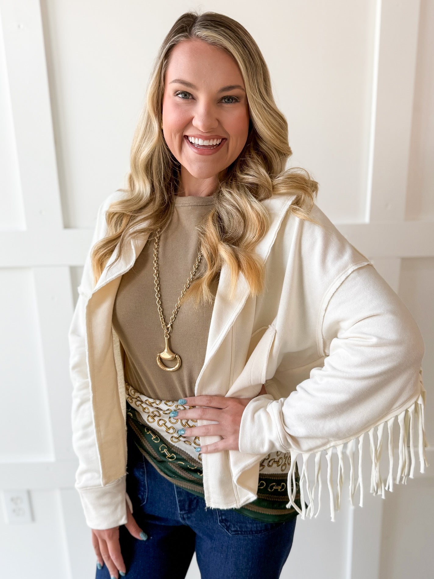 Western Fringe Jacket - Bone
