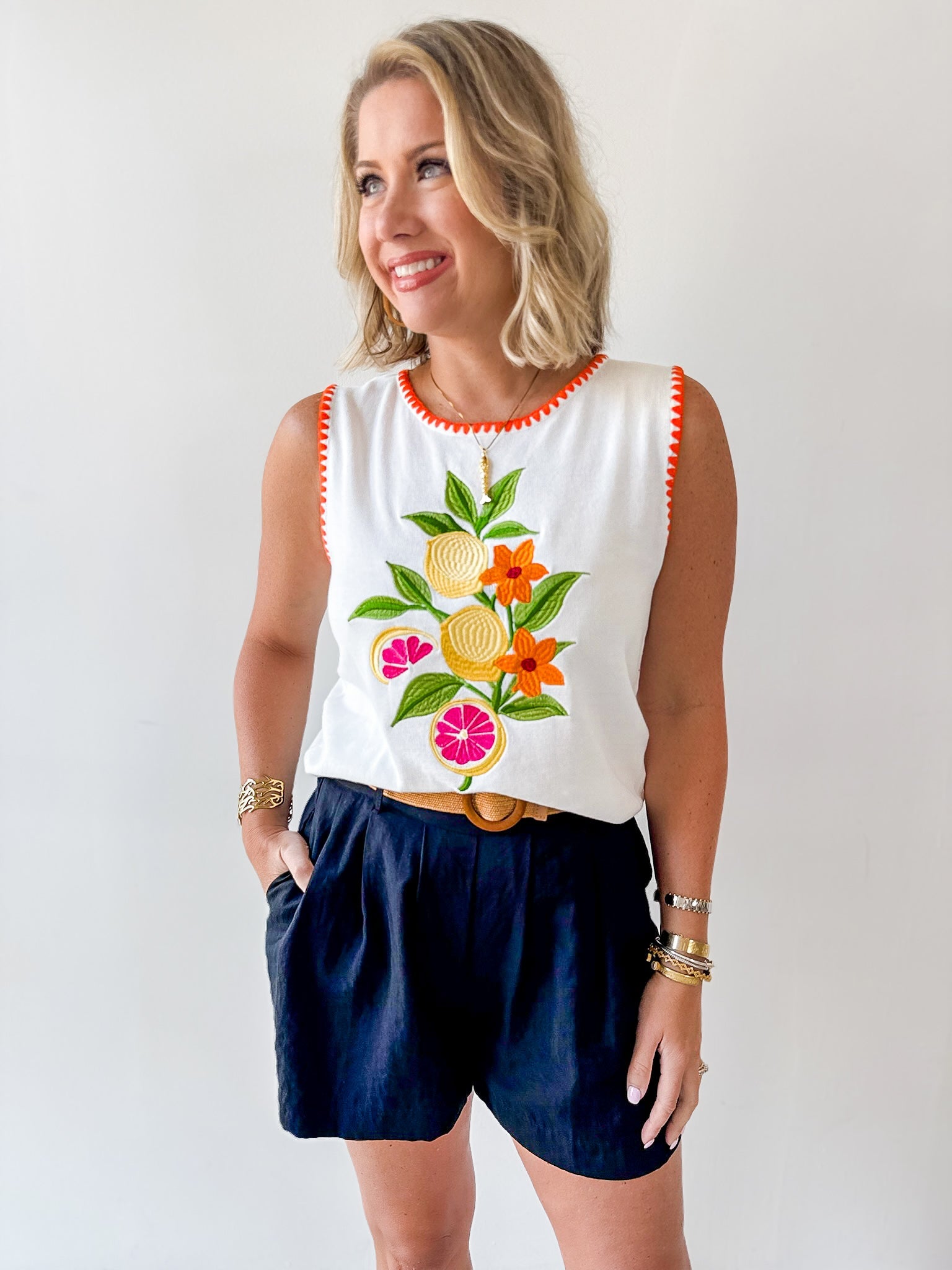 Whip Stitch Citrus Fruit Top