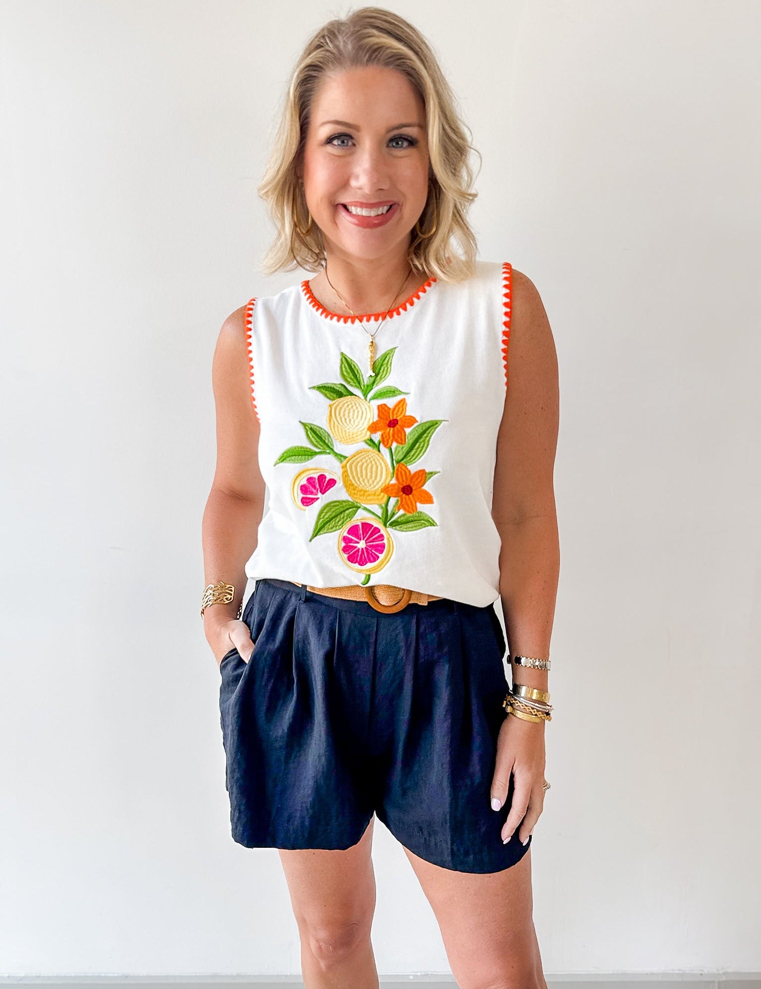 Whip Stitch Citrus Fruit Top