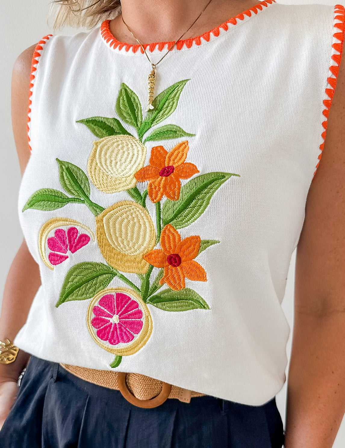 Whip Stitch Citrus Fruit Top