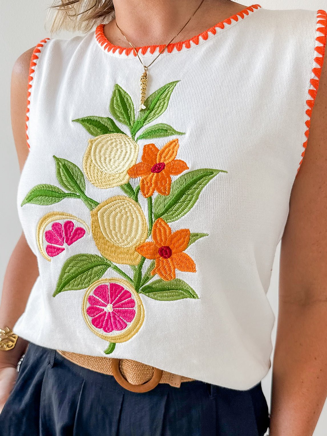 Whip Stitch Citrus Fruit Top