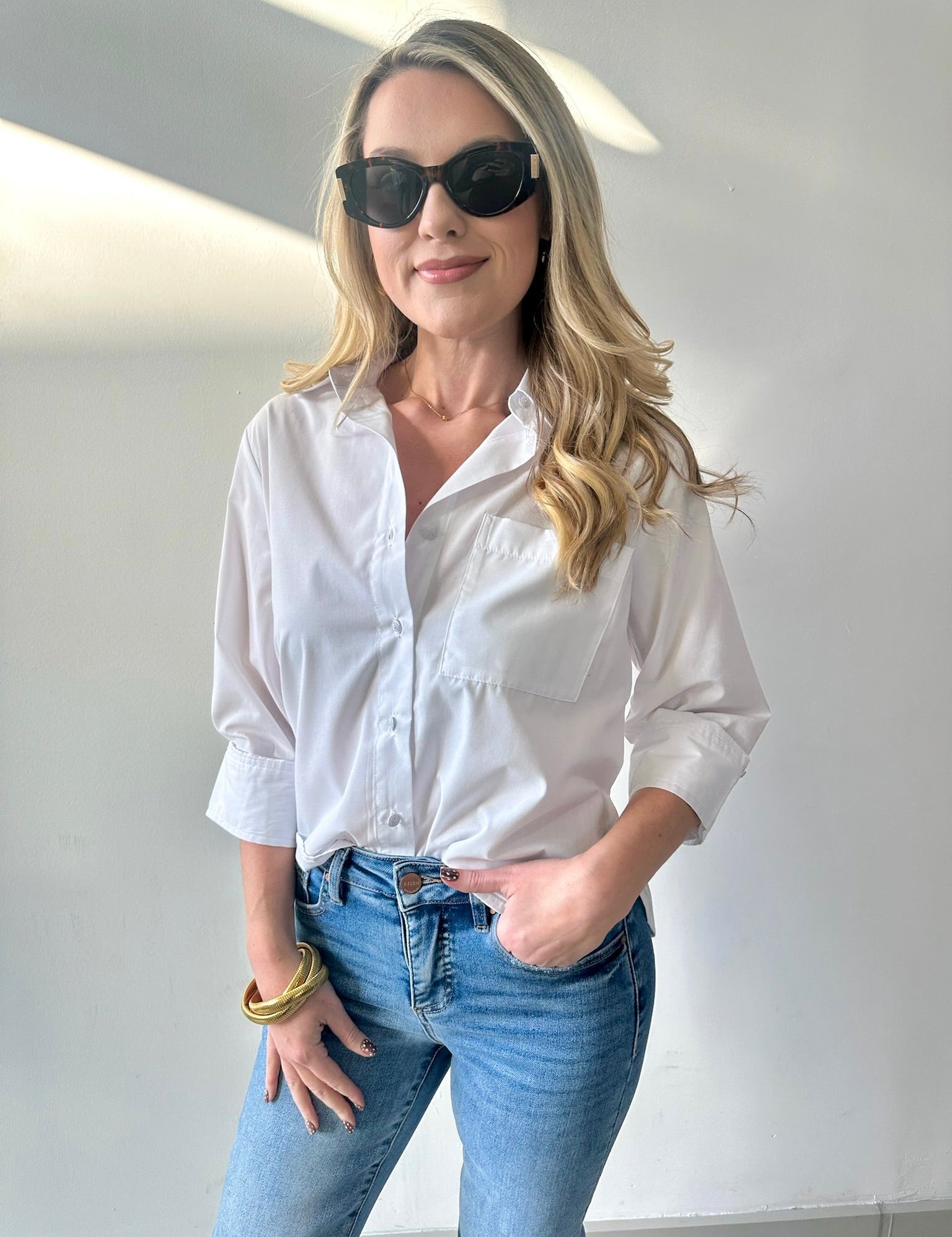 White Button Down Top