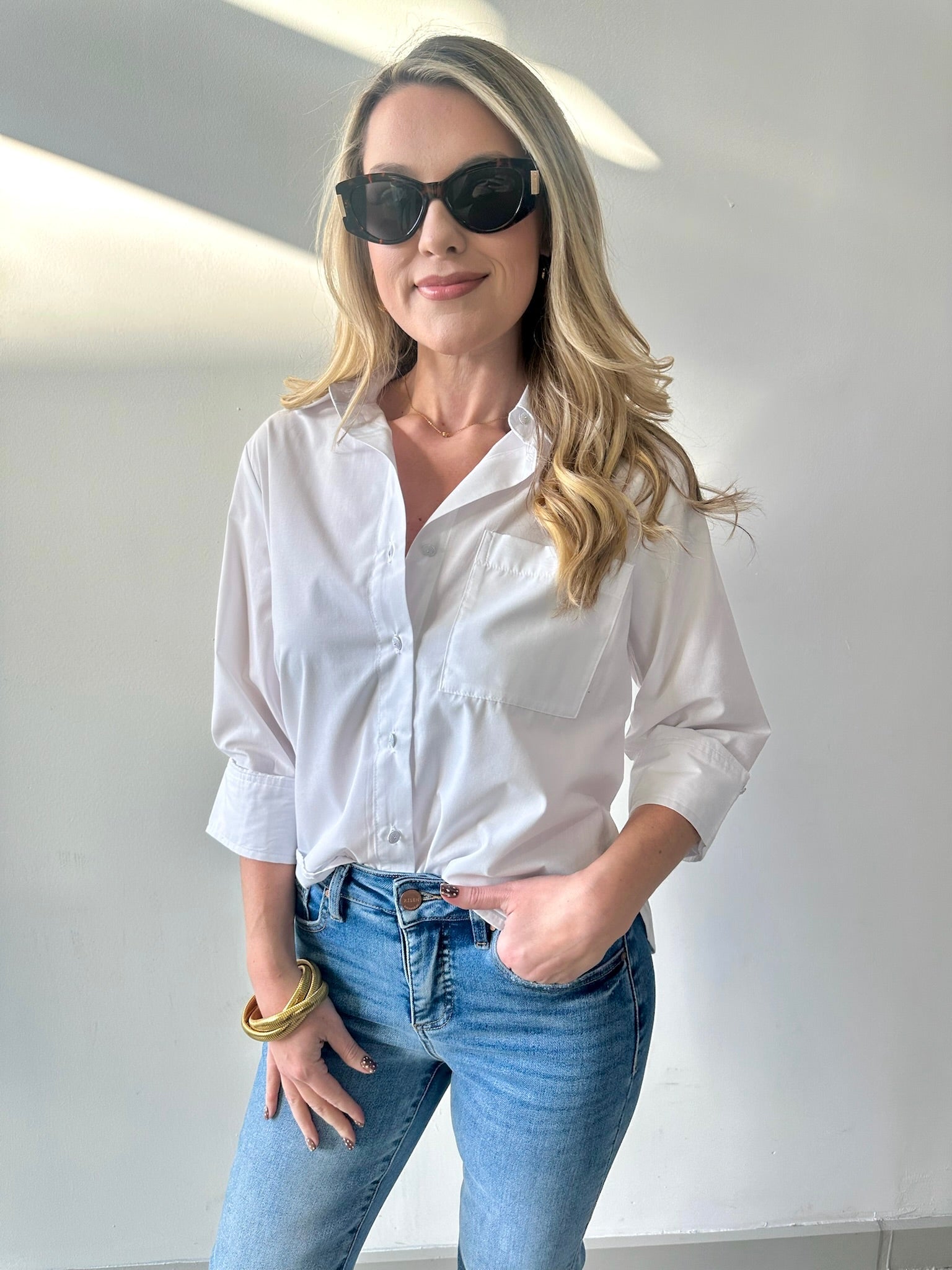 White Button Down Top