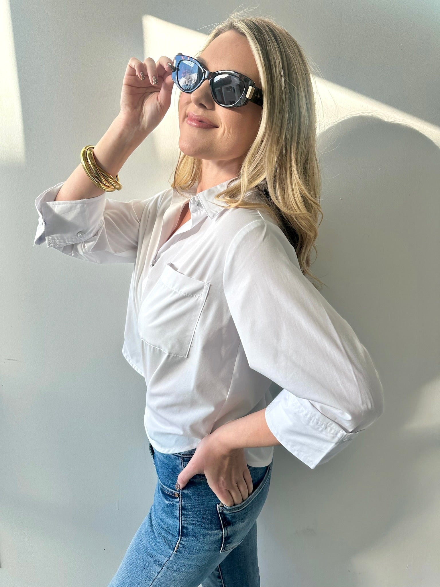 White Button Down Top