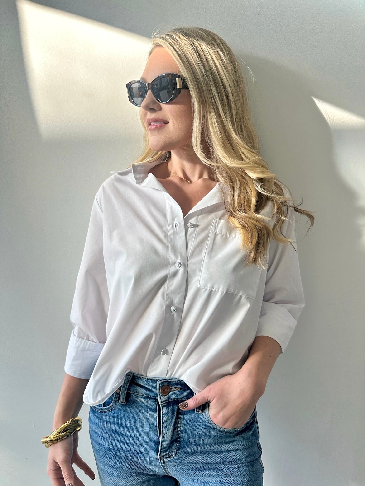 White Button Down Top
