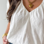 White Flutter Sleeve Top