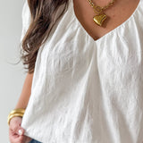 White Flutter Sleeve Top