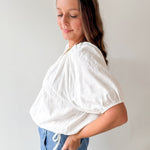 White Flutter Sleeve Top