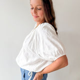 White Flutter Sleeve Top